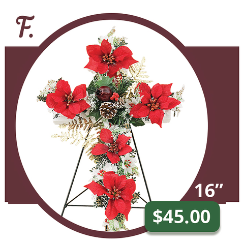 F - Medium Silk Poinsettia Cross