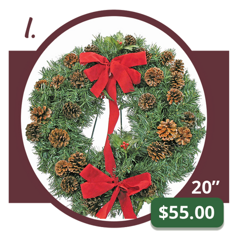 I - Natural Cone Wreath & Bow