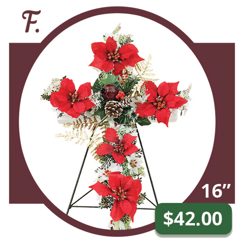 F - Medium Silk Poinsettia Cross