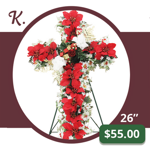 K - Large Silk Poinsettia Cross