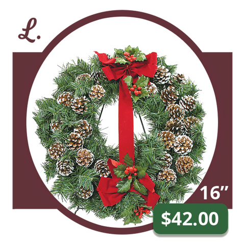 L - Frosted Natural Cone Wreath