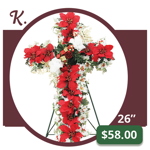 K - Large Silk Poinsettia Cross