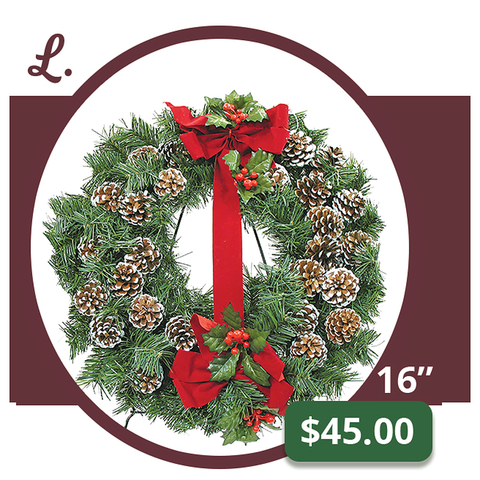 L - Frosted Natural Cone Wreath